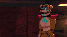 a cartoon of a teddy bear with a lightning bolt on its chest
