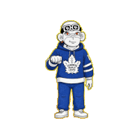 a cartoon character wearing a toronto maple leafs sweatshirt