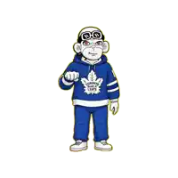 a cartoon character wearing a toronto maple leafs sweatshirt