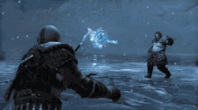 a man in a video game is standing in the water