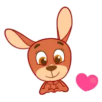 a cartoon kangaroo is making a heart shape with its hands