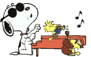 snoopy dancing on piano