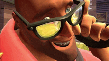 a cartoon character is wearing sunglasses and a red shirt