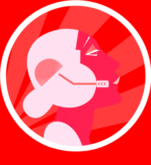 a red and white circle with a person 's face and the letters ccc