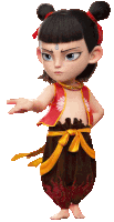 a cartoon character with a lotus flower on his chest