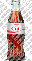 a bottle of diet coke with a white label that says " cat "