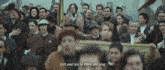 a crowd of people with the words call your kin to come and sing written on the bottom