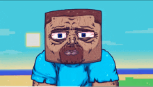a cartoon of a man with a block head on his head