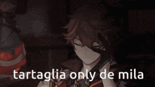 a picture of a boy with a glove on his hand and the words " tartaglia only de mila "
