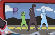 a cartoon of a group of people with tiktok on the bottom