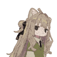 a drawing of a girl with long hair and cat ears on her head