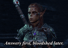 Answers First Bloodshed Later Lae'Zel GIF - Answers First Bloodshed Later Lae'Zel Laezel GIFs