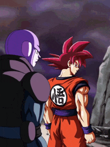 a cartoon drawing of goku and hit with chinese characters