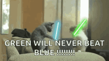 cats fighting with lightsabers gif
