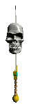 a sword with a skull on top of it on a white background .