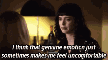 Genuine Emotion Makes Me Uncomfortable - Krysten Ritter In Don'T Trust The B In Apt. 23 GIF - Dont Trust The B Apt23 Krysten Ritter GIFs