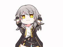 a cartoon drawing of a girl with long hair and yellow eyes