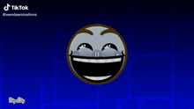 a blue background with a smiley face and the words tik tok on the bottom