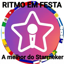 a star with a microphone inside of it and the words ritmo em festa a melhor do starmaker
