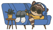 chilling raccoon