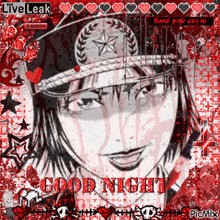 a picture of a girl with a hat and the words good night