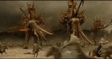 a herd of horses are running in the desert in a painting .