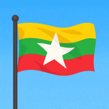 a green yellow and red flag with a white star