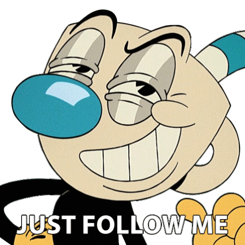 Just Follow Me Mugman Sticker - Just Follow Me Mugman The Cuphead Show Stickers