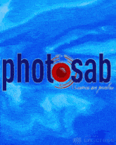 a blue background with the word photosab in white letters