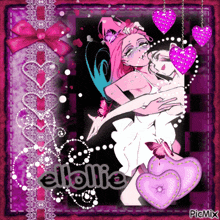 a picture of a girl hugging another girl with the name elliollie written on the bottom