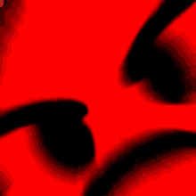 a close up of a red face with sunglasses on