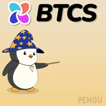 a penguin with a wizard hat standing next to a turtle with a unicorn horn