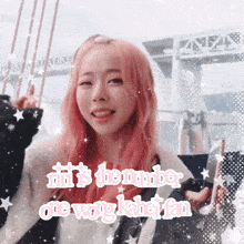 a picture of a girl with pink hair and the words " it 's the number one wong kabe fan "