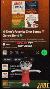 a screenshot of a zhot 's favorite zhot songs album