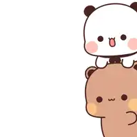 a panda bear sitting on top of another bear