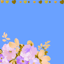 a blue background with flowers and hearts and the words " اللهم صل وسلم وبارك "