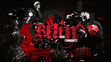 a poster that says ruin community in red letters on a black background