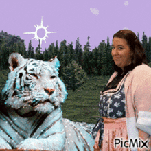 The Wild Woman And Her Tiger Albino Tiger GIF - The Wild Woman And Her Tiger Albino Tiger Raised Eyebrows GIFs