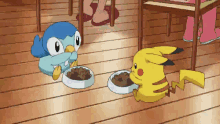pikachu potchama eat floor food