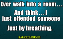 a poster that says ever walk into a room and think just offended someone just by breathing