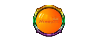 a rainbow colored circle with the word nonis77 on it