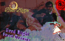 a picture of a man sleeping with the words good night sweet dreams on the bottom