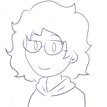 a drawing of a person with glasses and a hoodie