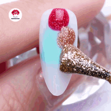 a close up of a person 's nails with a lipstick inspiration logo