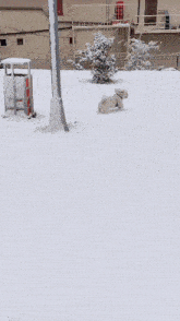 a snowy playground with a slide and stairs covered in snow