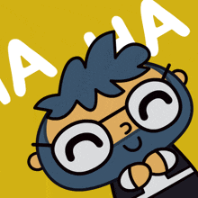 a cartoon character wearing glasses and a mask with the letter a on the yellow background