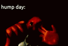 a drawing of a man with the words hump day below him