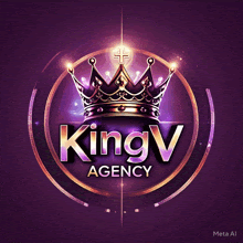 a logo for kingv agency with a crown