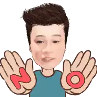 a cartoon of a man holding up his hands with the letter n on them