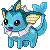 a pixel art of a blue pokemon with wings and a tail .